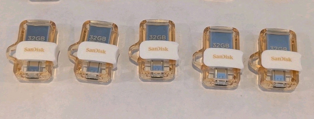 Lot of 5ea 3.0 SanDisk 32GB Dual Drive Ultra USB Micro USB Flash Drive Memory 