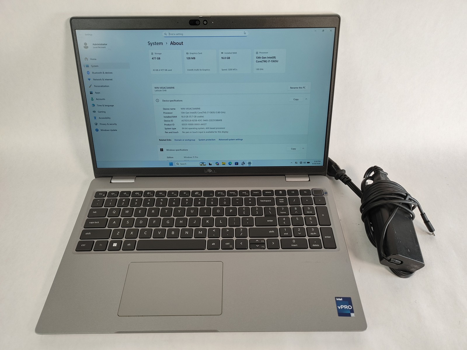 Dell Latitude 5540 Core i7-1365U 1.80 GHz 16 GB DDR4 512 GB NVMe Windows 11 Pro