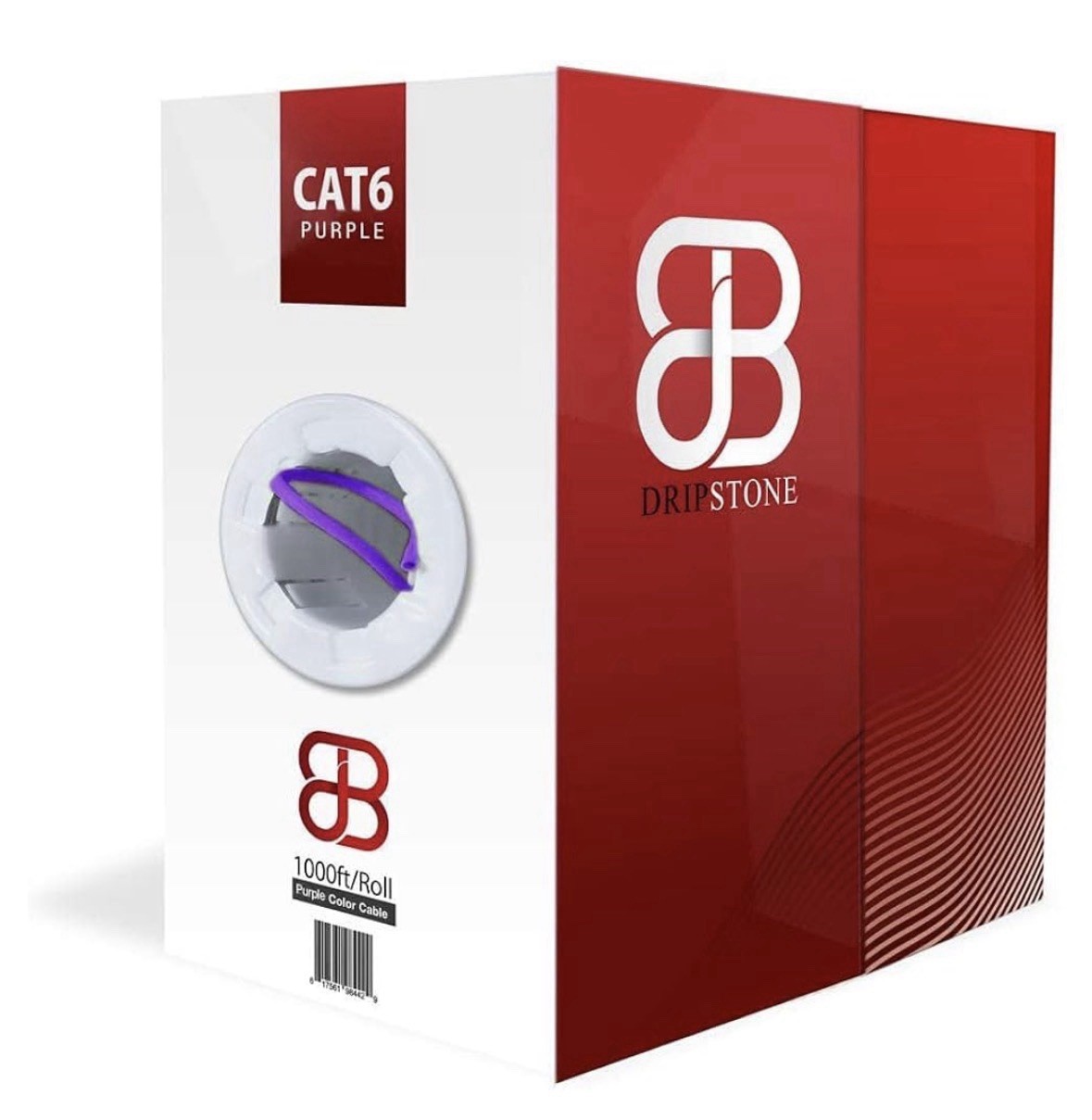 DRIPSTONE CAT6 1000ft Bulk Ethernet Cable 23AWG Solid CCA UTP 0.57mm Purple