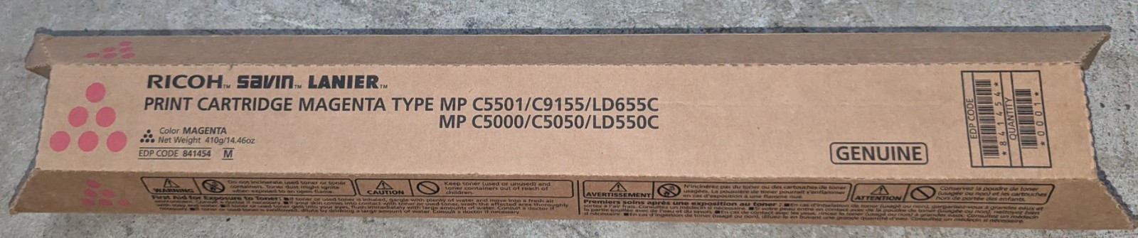 Genuine Ricoh Type MP 841454 Magenta Toner Cartridge Ricoh/Savin/Lanier MP C4000