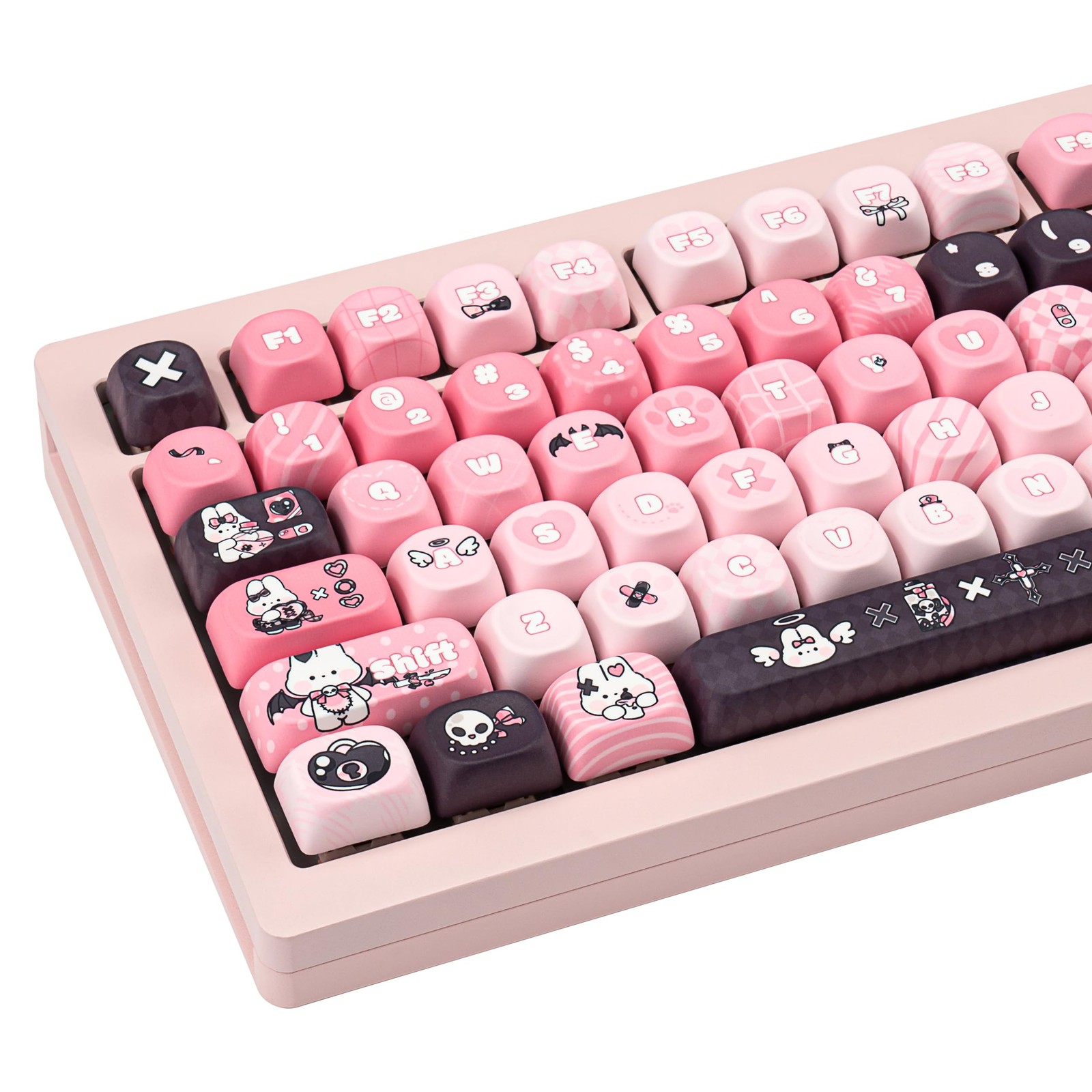 PBT Black Pink Cute Rabbit Custom Keycaps Mechanical Keyboard Switches Set