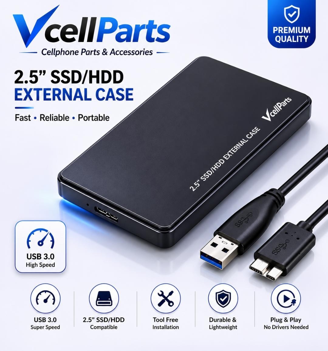 2.5" SATA USB 3.0 Hard Drive Disk HDD SSD Enclosure External Laptop Case
