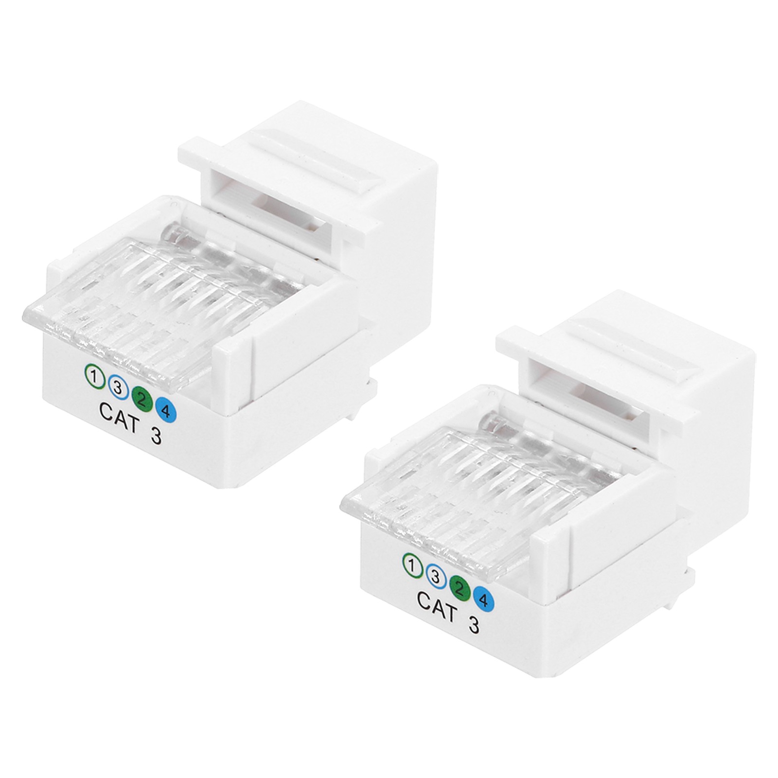 2 Pack RJ11 Cat 3 Telephone Jack, Cat3 Coupler Phone Adapter, White, 19mm