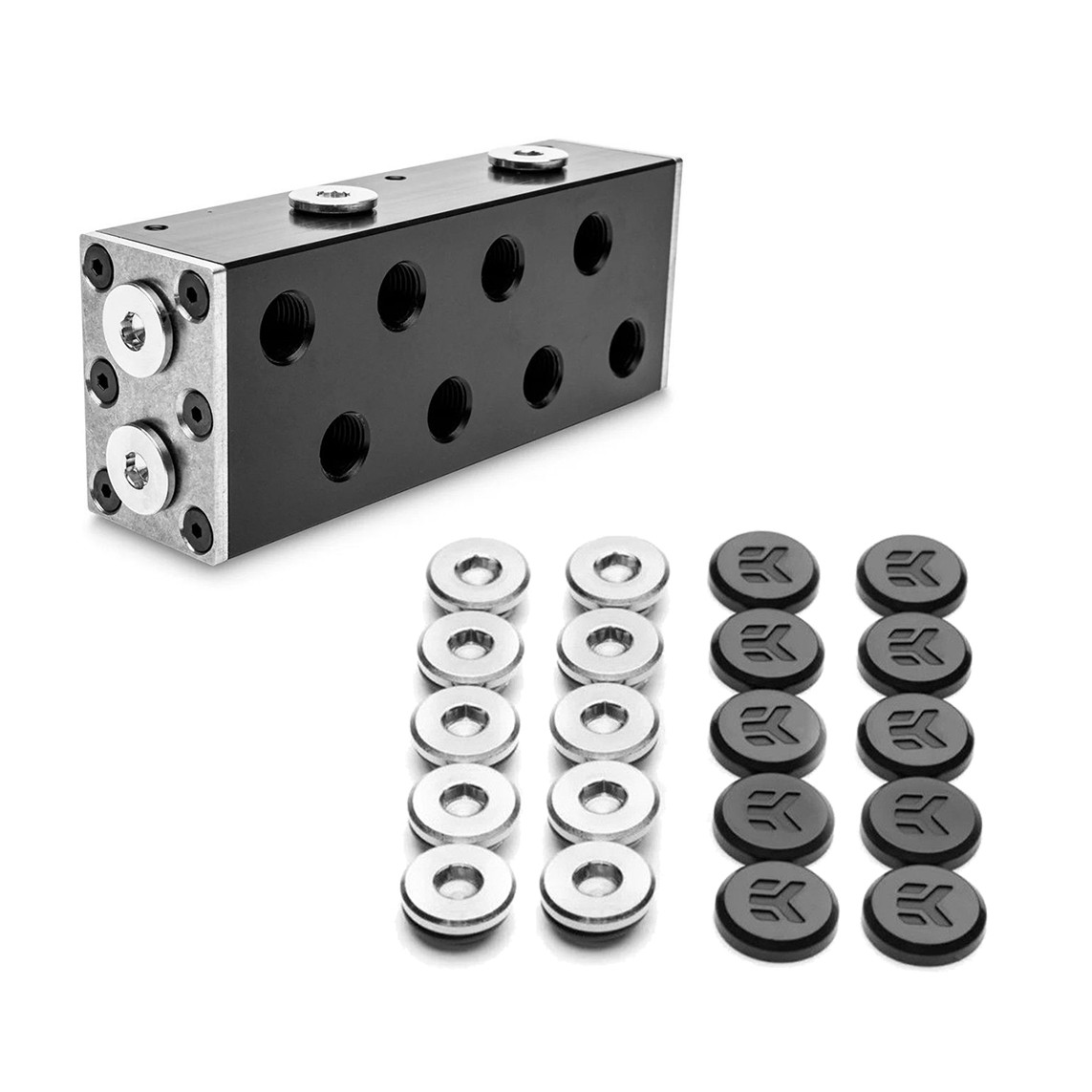 EKWB EK-Pro Manifold 2 CPU 2 GPU and Quantum Torque Plug w/Cover (10pk) Bundle