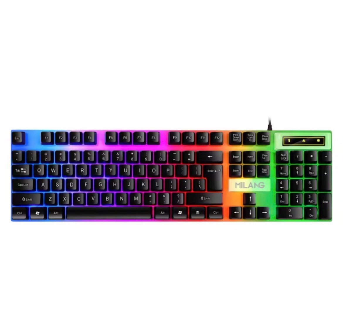 Wired Backlit Gaming Keyboard 104-Key Rainbow LED Full-Size USB Silent Office