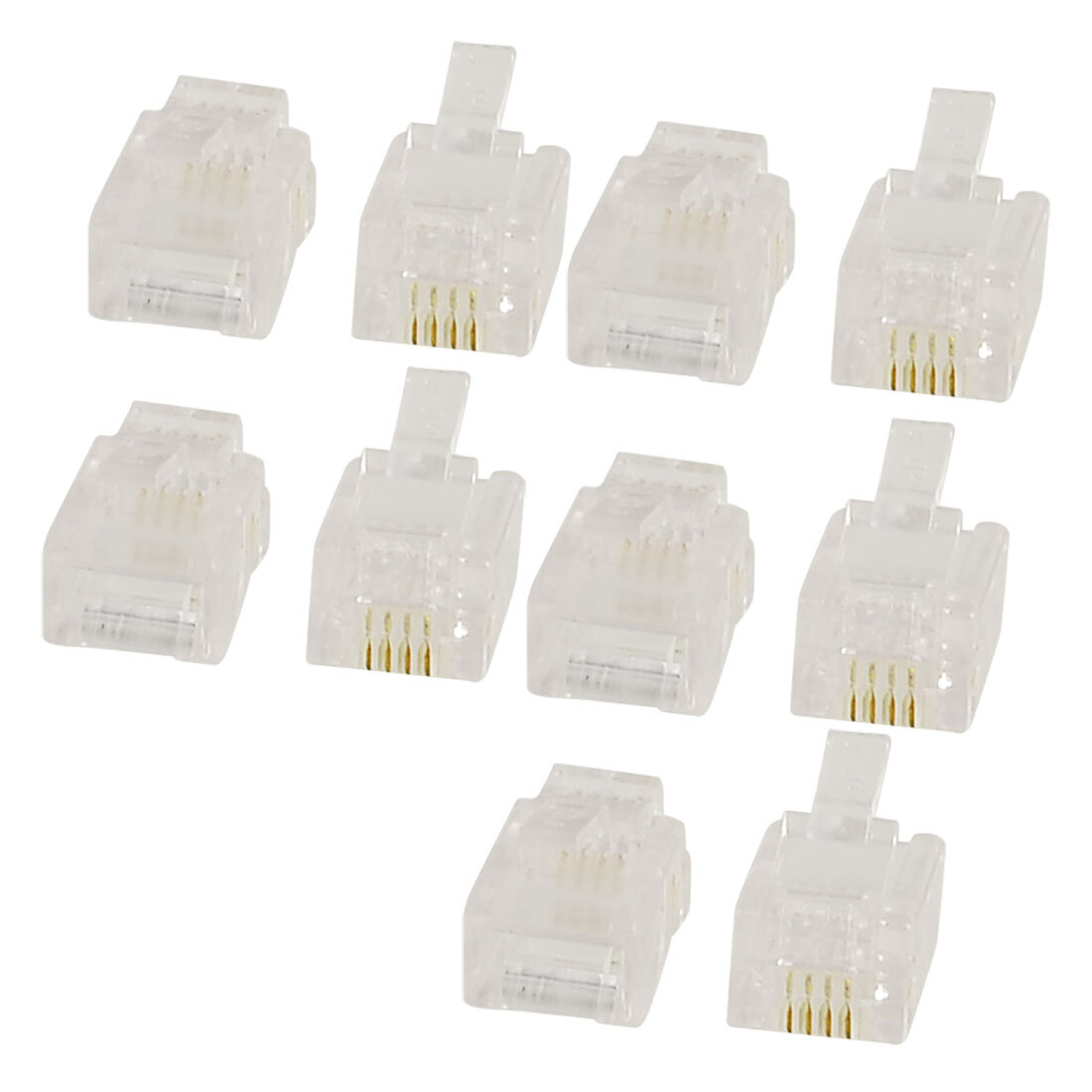 Clear Housing Modular 6P4C RJ11 Telephone Wire Connectors 10 Pieces