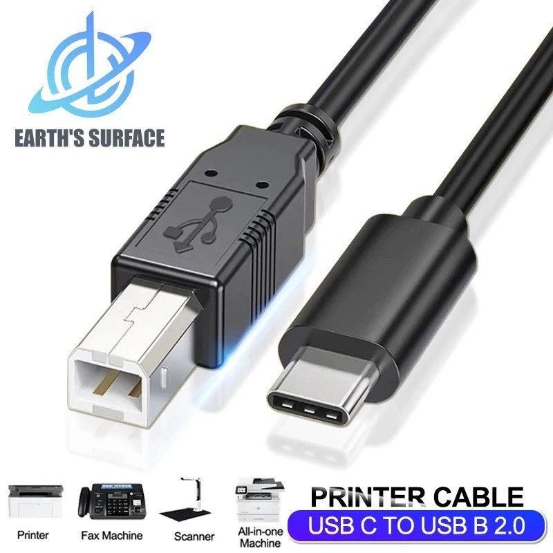 1PCS USB-C to USB-B 2.0 Cable For Nylon Epson HP Canon Brother Printer Scanner
