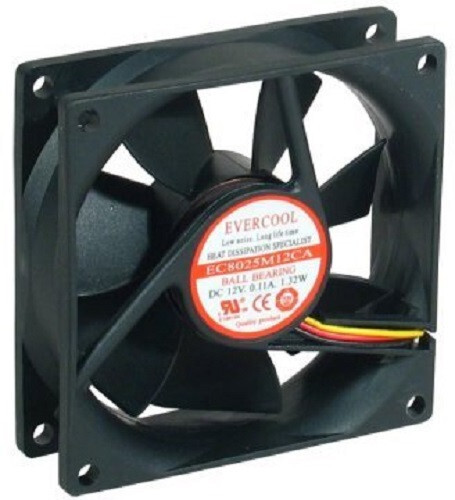 Evercool 80mm x 25mm 12V EC8025M12CA Computer Case 3-Pin Fan