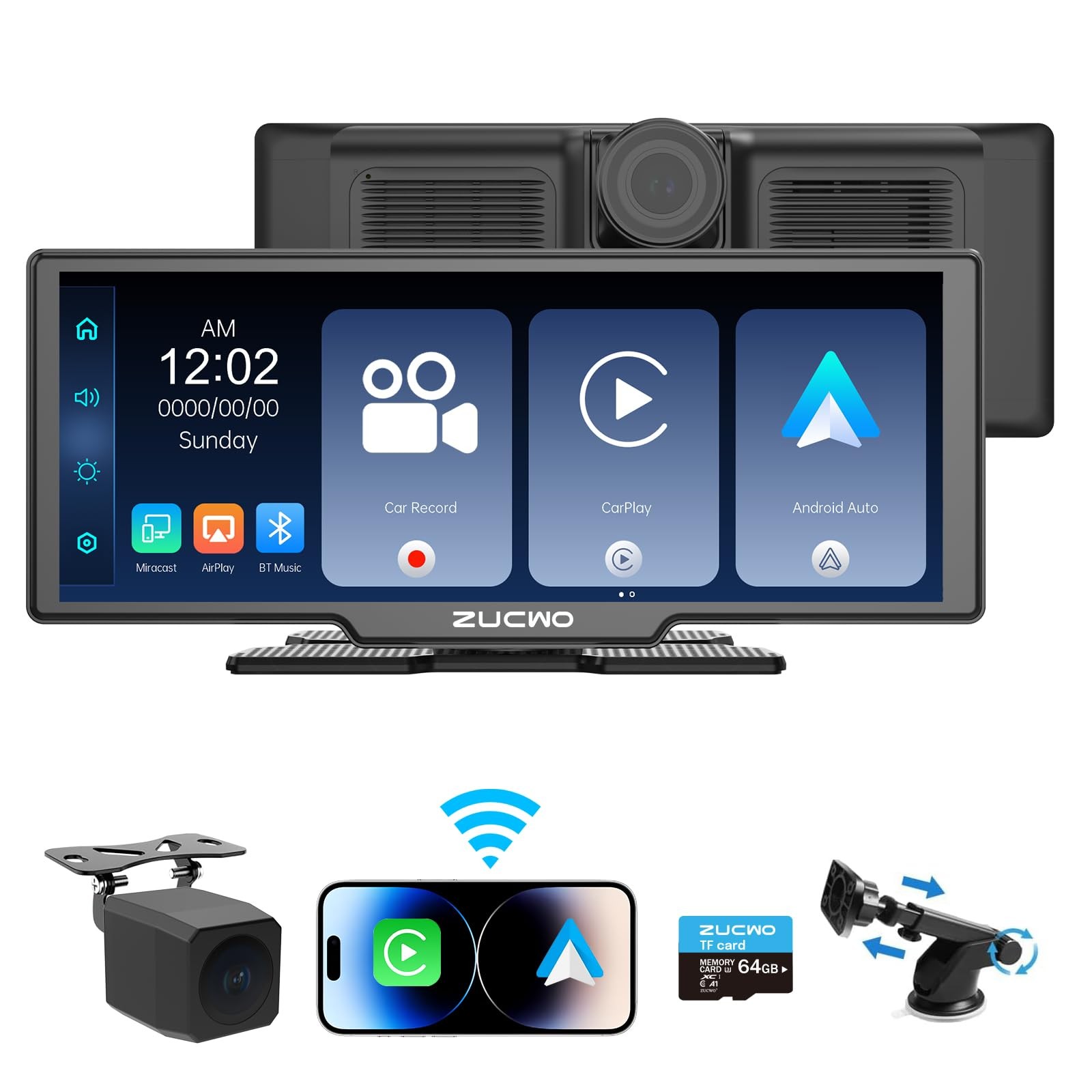 10.26 Inch Wireless CarPlay Screen for Car, Apple CarPlay & Android Auto Touc...