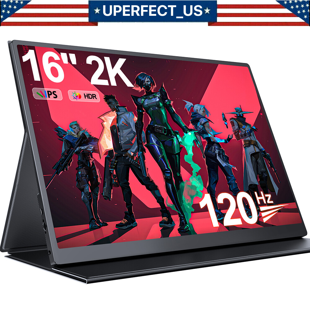 2025 Portable Monitor 16'' 2K QHD HDMI USB C 120Hz Display Screen for Laptop PS5