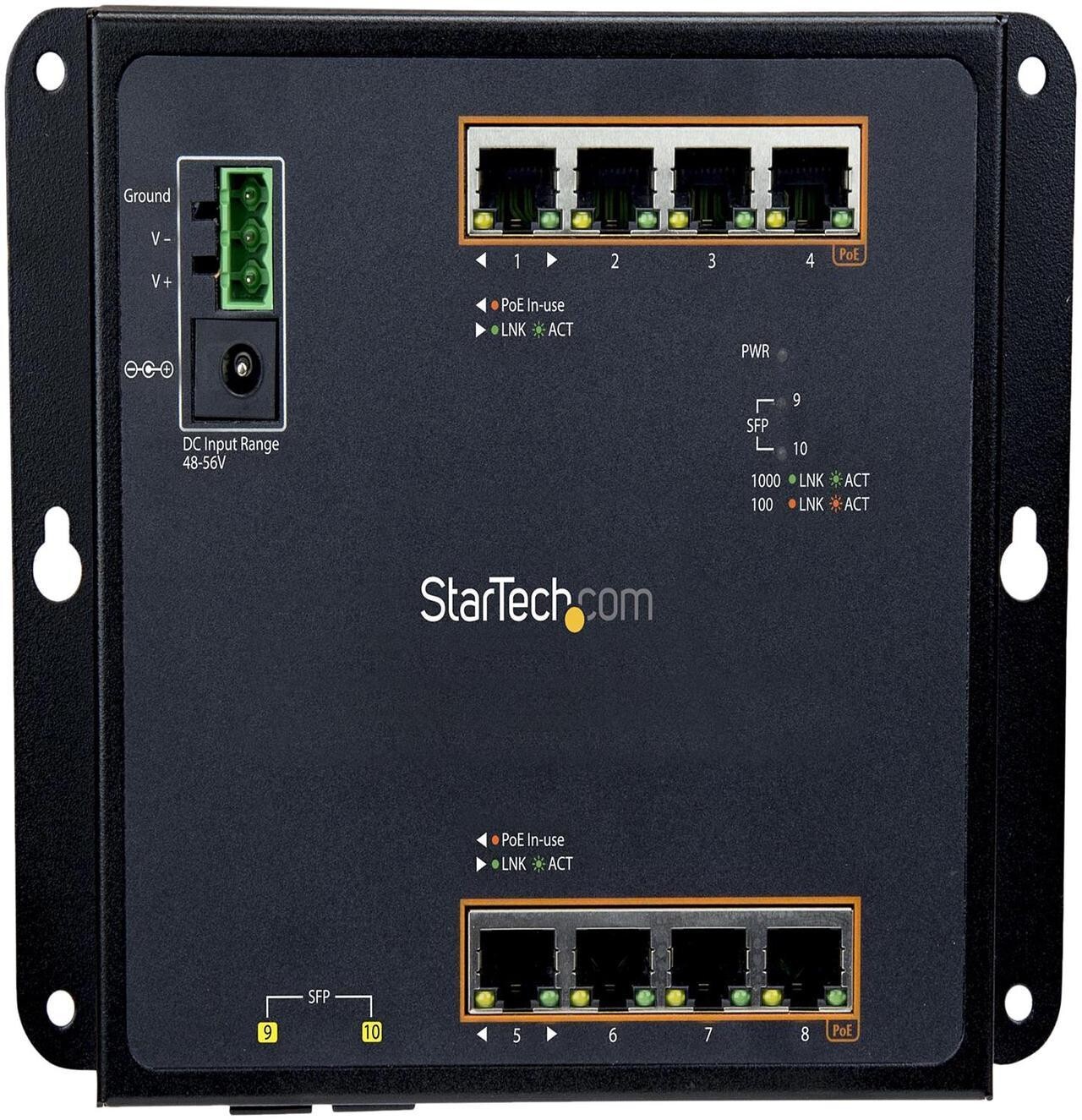 StarTech IES101GP2SFW StarTech.com Gigabit Ethernet Switch - 8 Port PoE+
