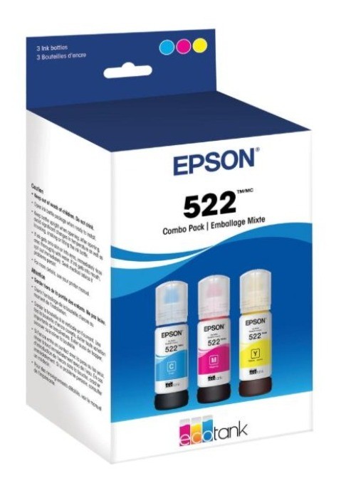 Epson 522 EcoTank Ink Color Combo 3pk T522520-S ET-2720 ET-2800 NIB