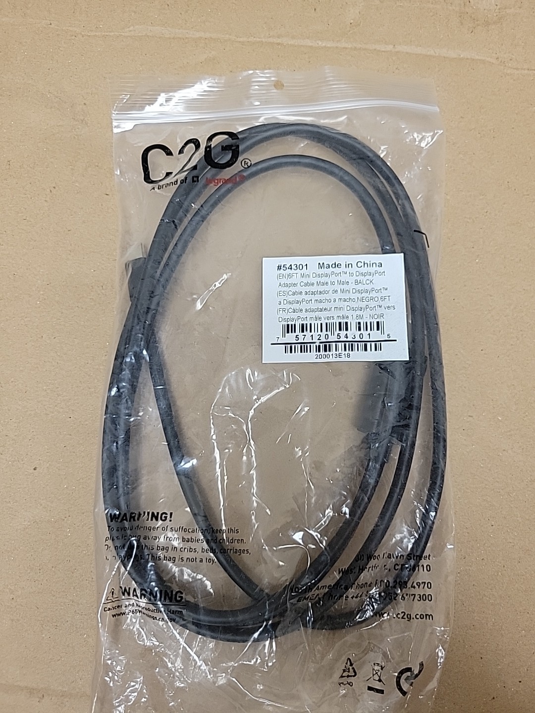C2G 6FT Mini Display Port (M) to DisplayPort (M) Black - NEW #54301