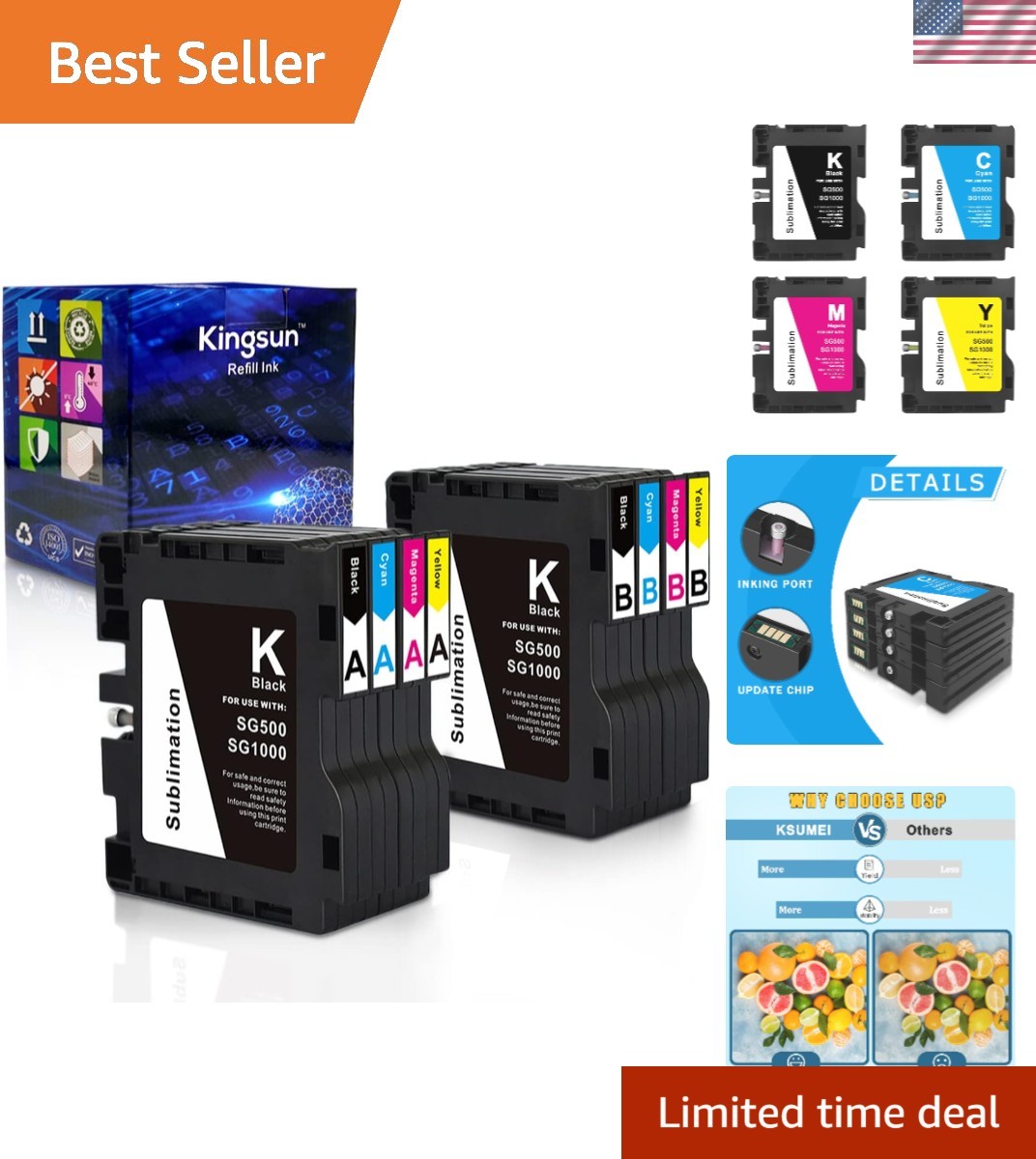 Vibrant 8-Pack Sublimation Ink Cartridges for Sawgrass SG500 & SG1000 Printers