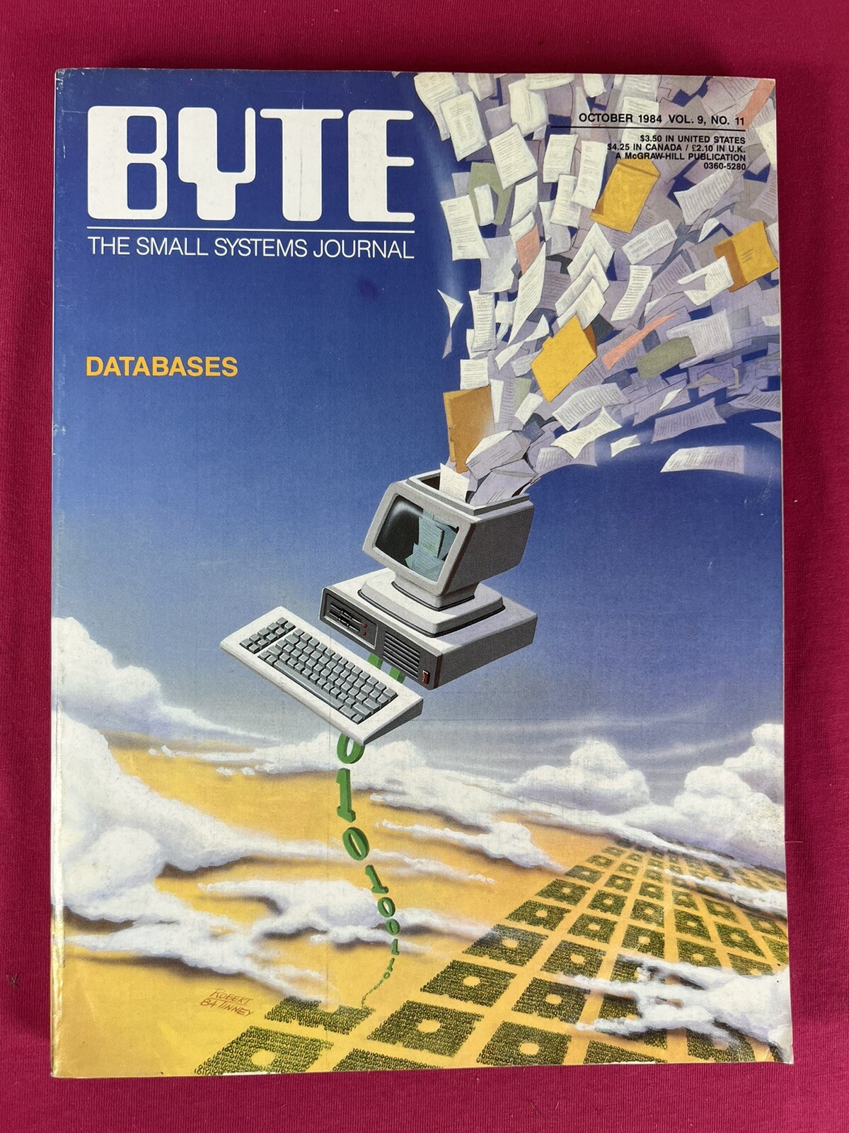 Oct 1984 BYTE MAGAZINE v9 #11 - DATABASES - Classic ROBERT TINNEY Cover VF-