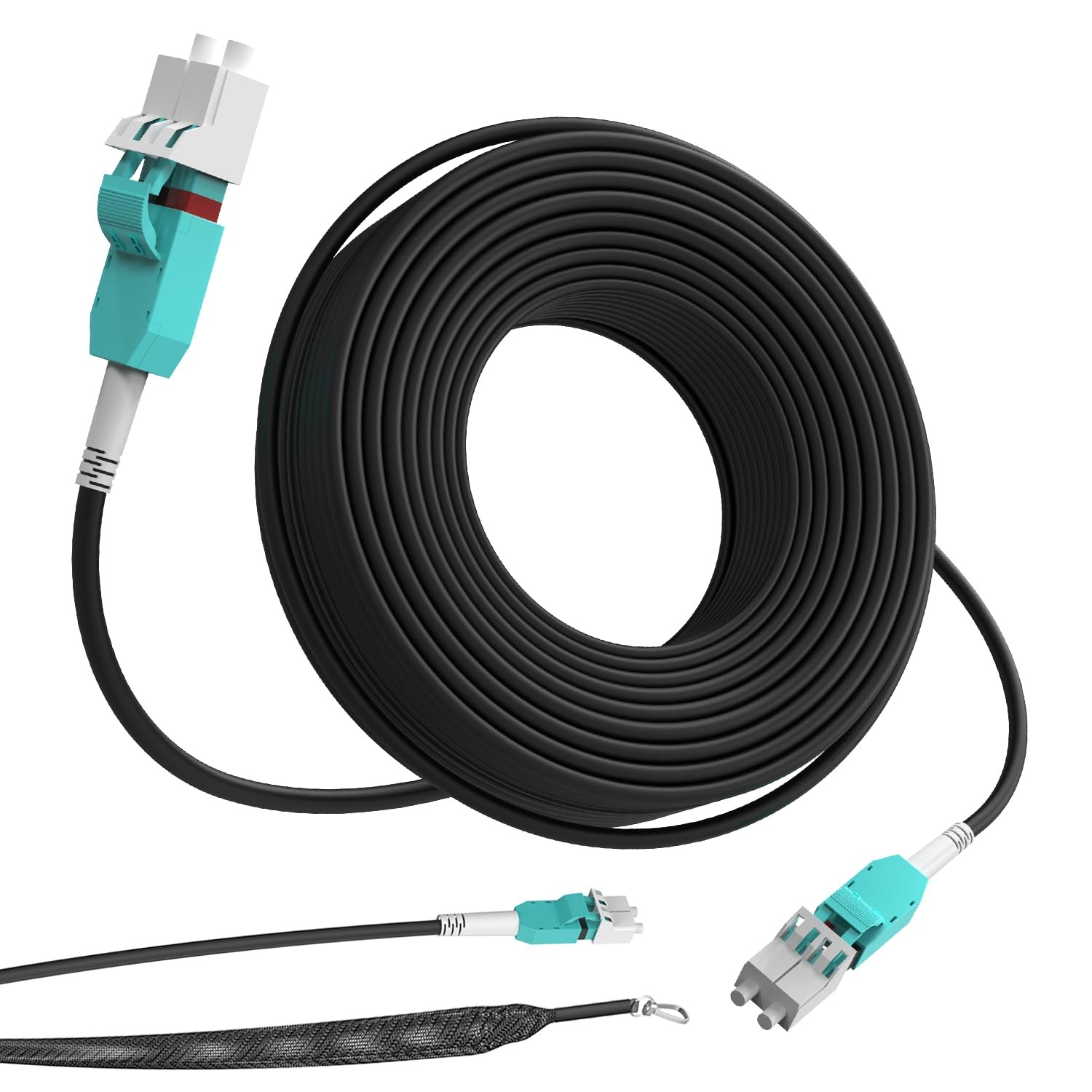 50M/165FT OM3/OM4 LC to LC Outdoor Armored Fiber Optic Patch Cable, Multimode