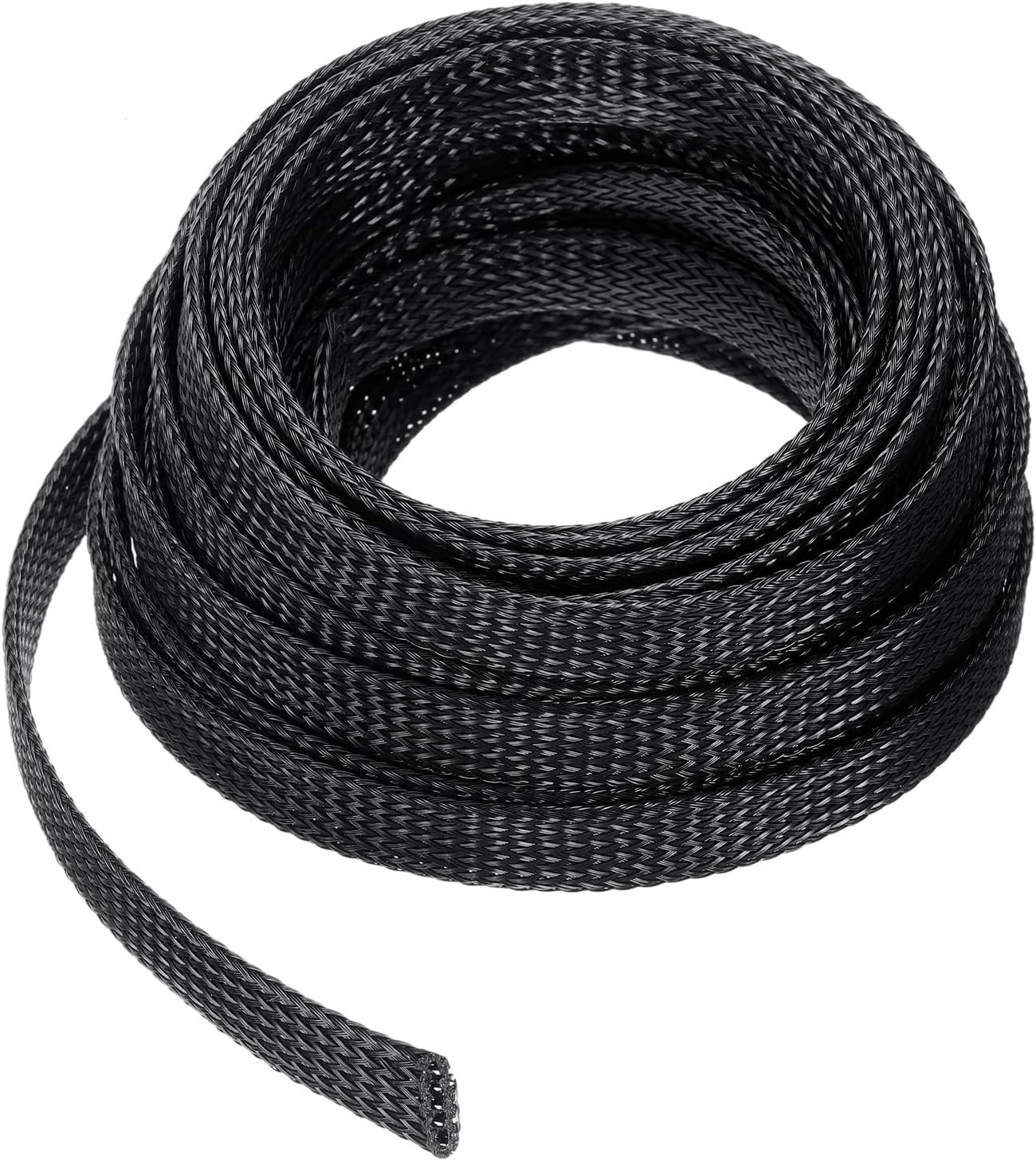 25 Ft - 1/2 Inch Expandable Braided Cable Sleeve, PET Cable Management