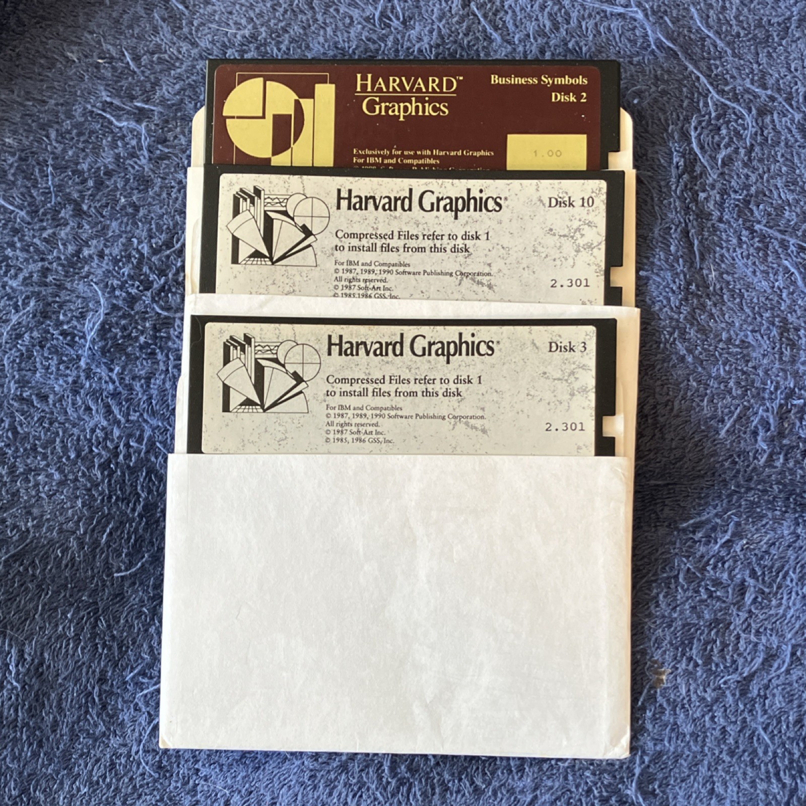 Vintage Harvard Graphics 2.301 3D Modeling 5.25" Floppy Discs 
