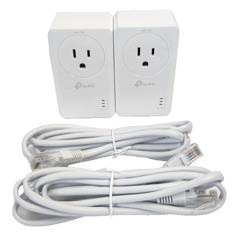 TP-Link AV1000 Powerline Ethernet Adapter Passthrough TL-PA7017P KIT EUC