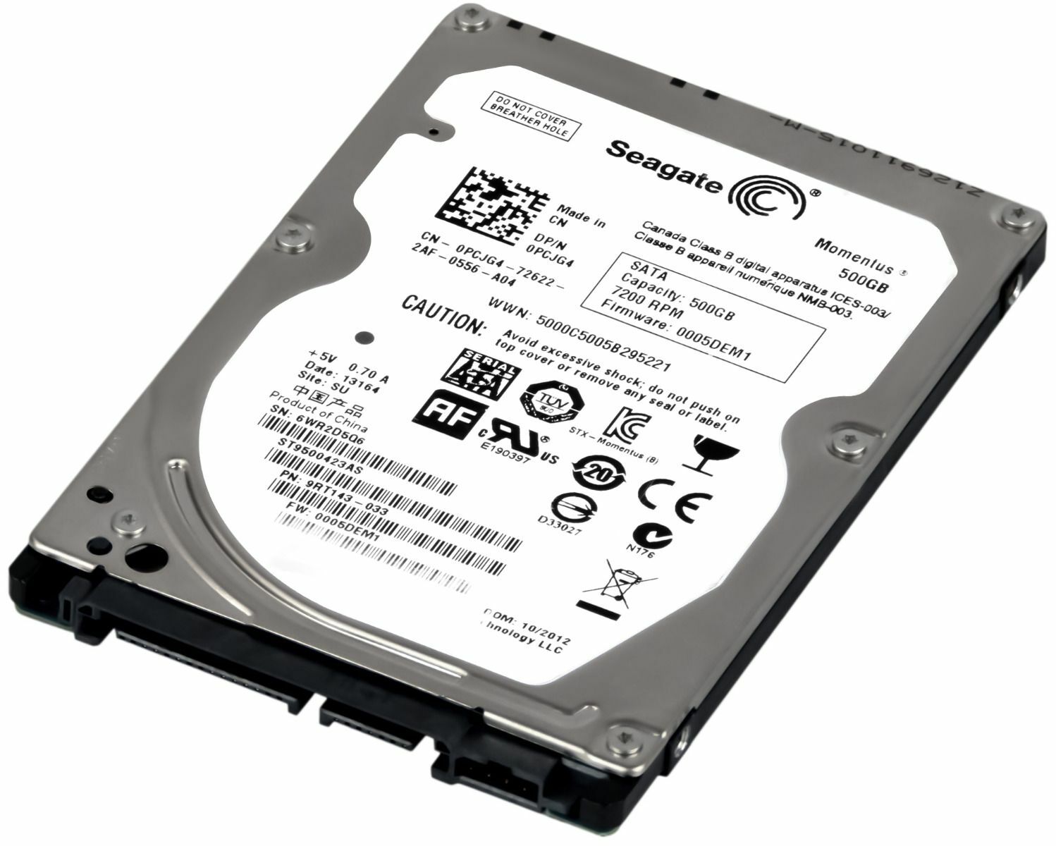 HARD DRIVE DELL 0PCJG4 ST9500423AS 500GB SATA II 7200RPM 16MB 2.5''