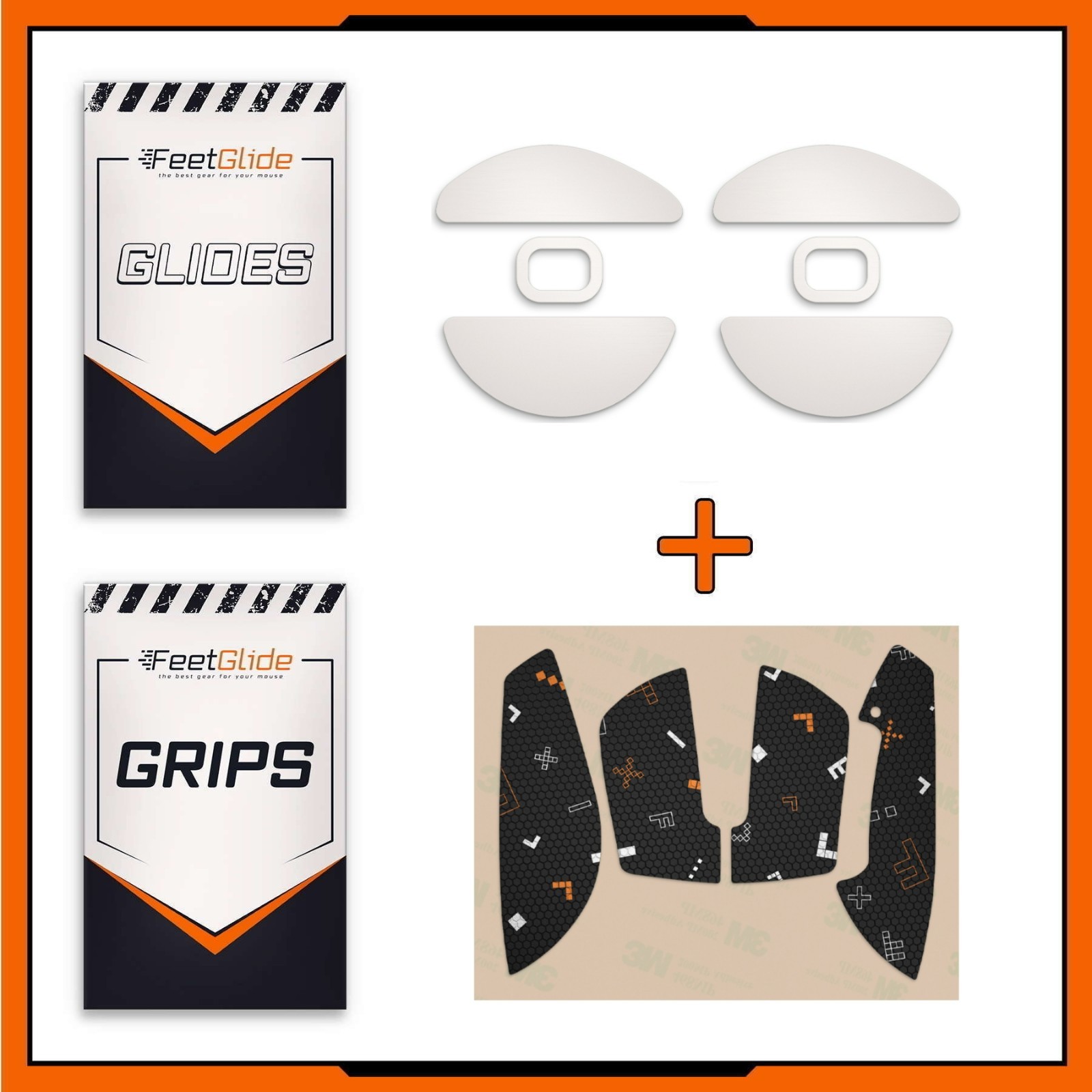 FeetGlide Mouse Skates & Grip Tape Bundle for Pulsar X3 LHD
