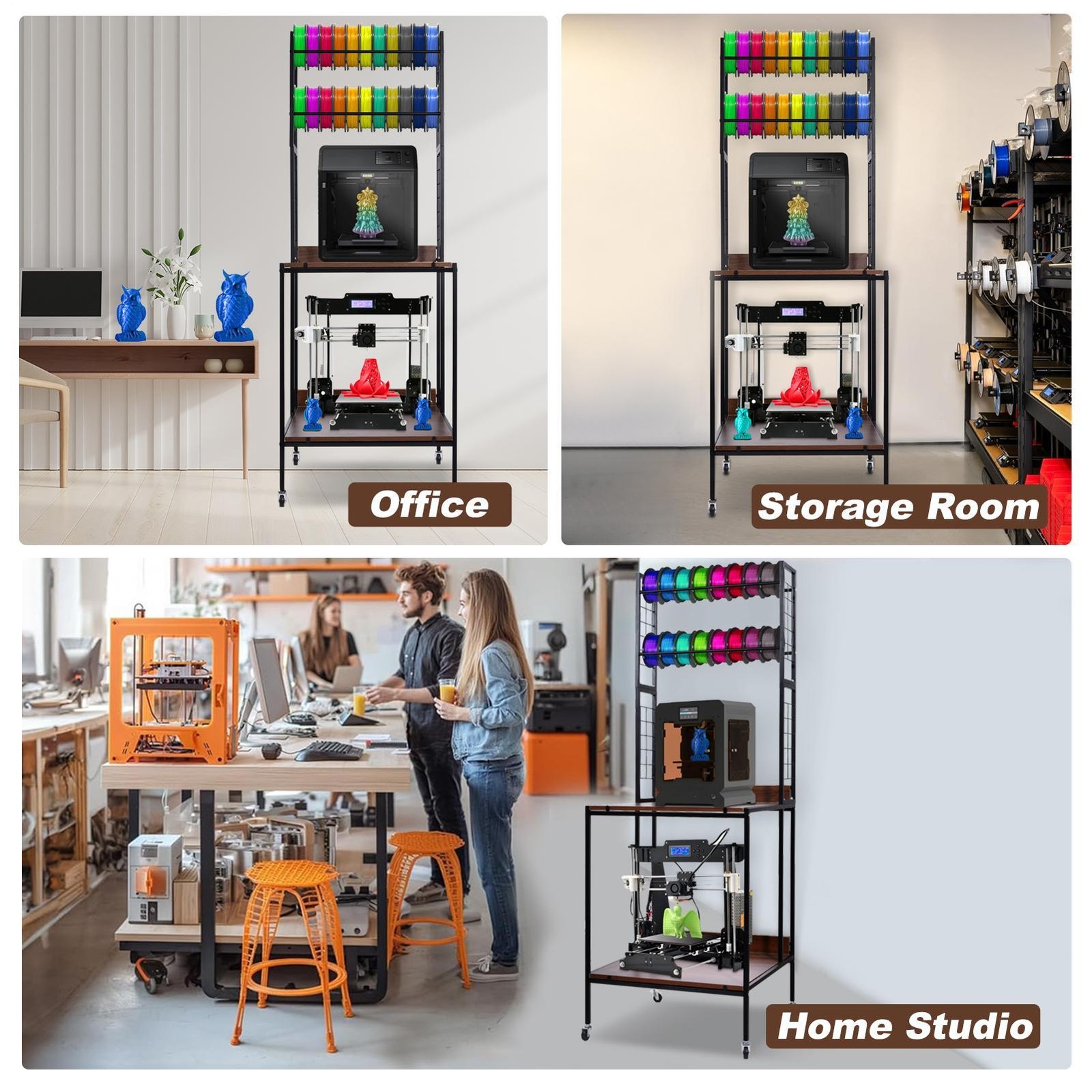 3D Printer Table with Filament Storage Rack, Heavy Duty 3D Printer Stand