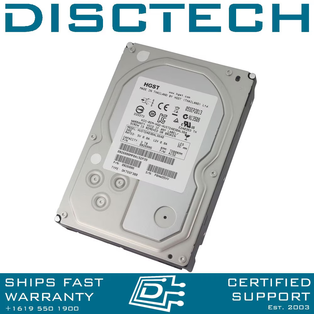 Hitachi 0B26886/HUS724030ALS640 3TB 3.5" UltraStar 7K4000 Enterprise SAS HDD