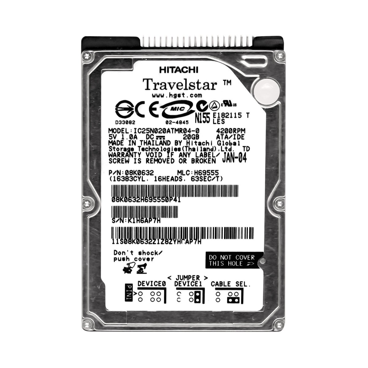 Hitachi TravelStar 5K80 20GB 4.2K 2MB ATA 2.5'' IC25N020ATMR04-0
