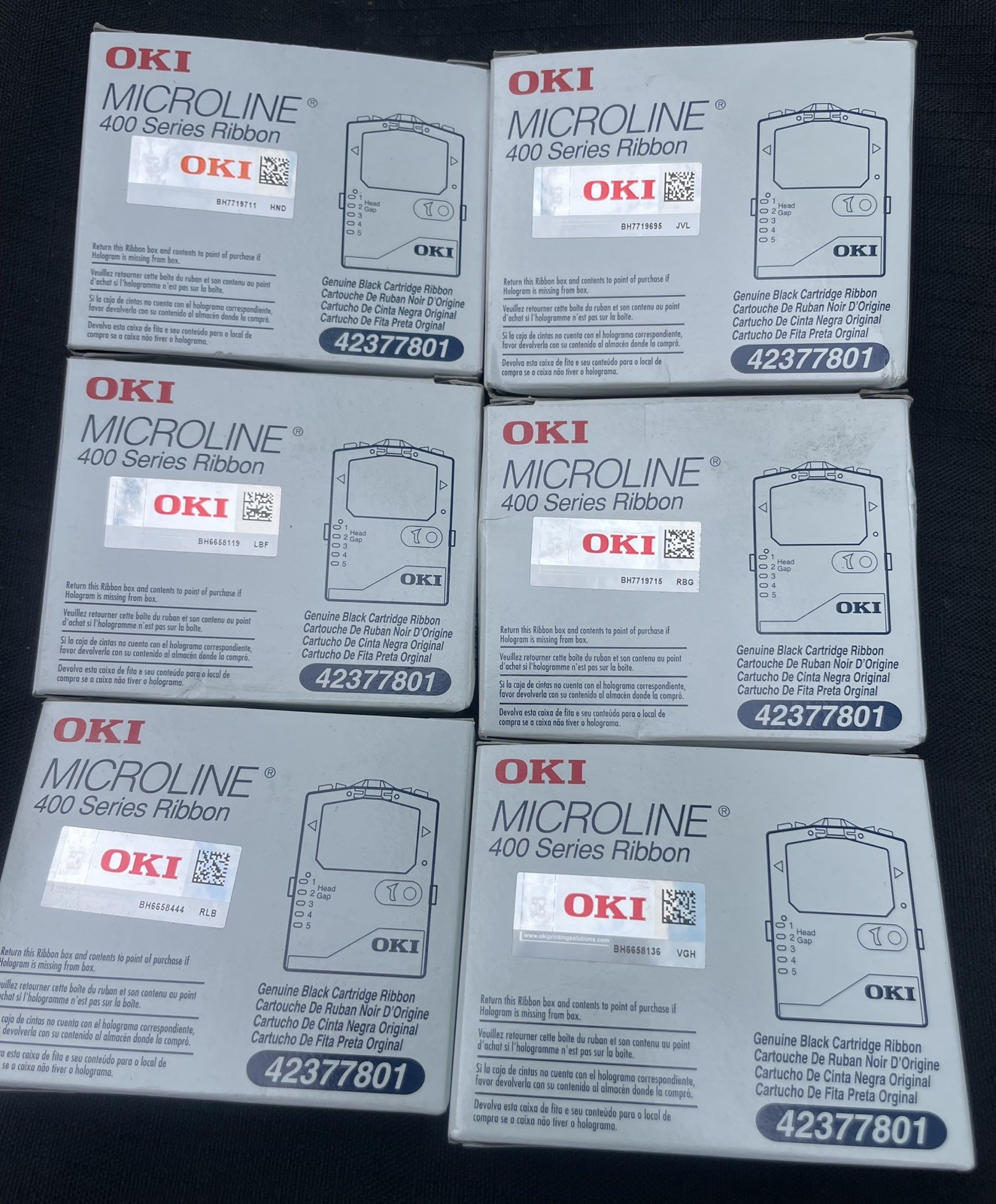 Lot of 6 New Genuine Oki Microline 400 Series Ribbon42377801 For:420,421,490,491