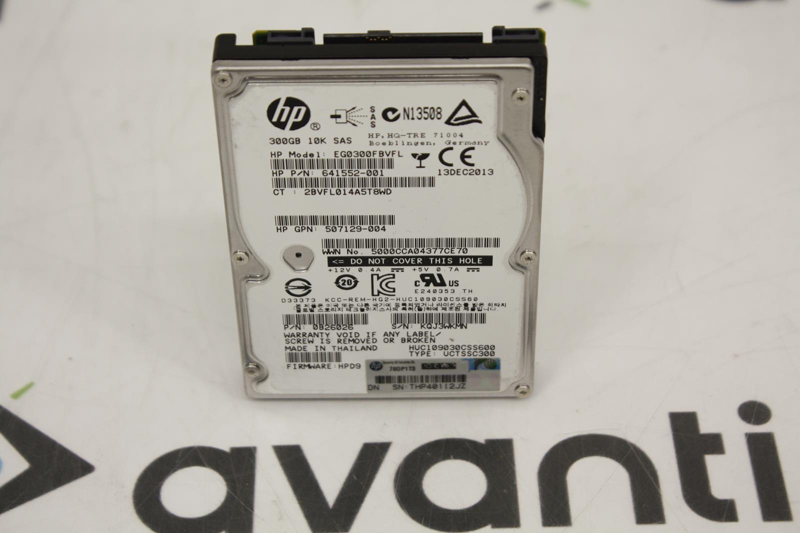 HP 652564 B21 300 GB Plug In Module 10000 RPM Hard Drive 653955 001 641552 001