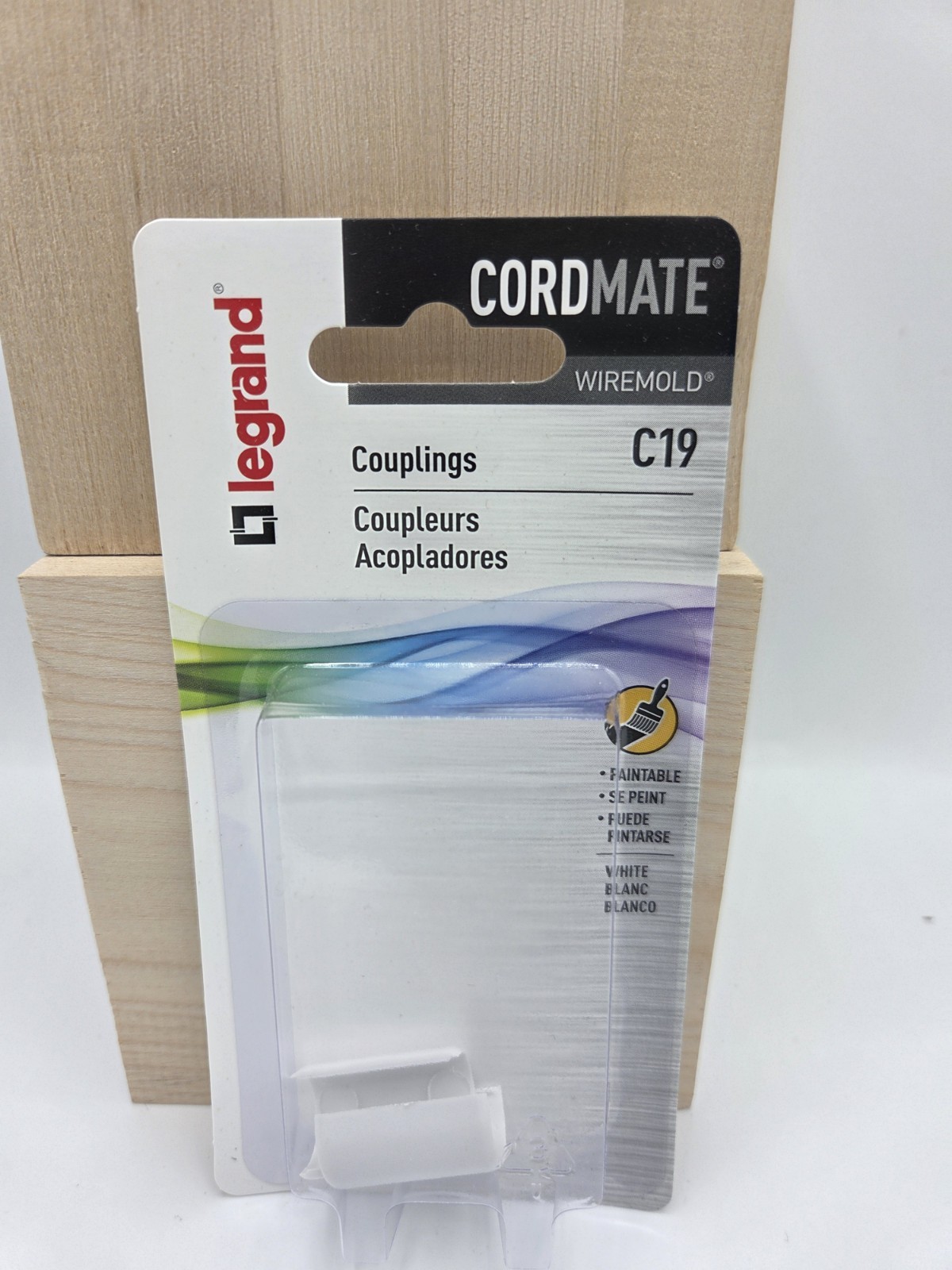 Wiremold C19 CordMate White Plastic Paintable Coupling Cord Cover