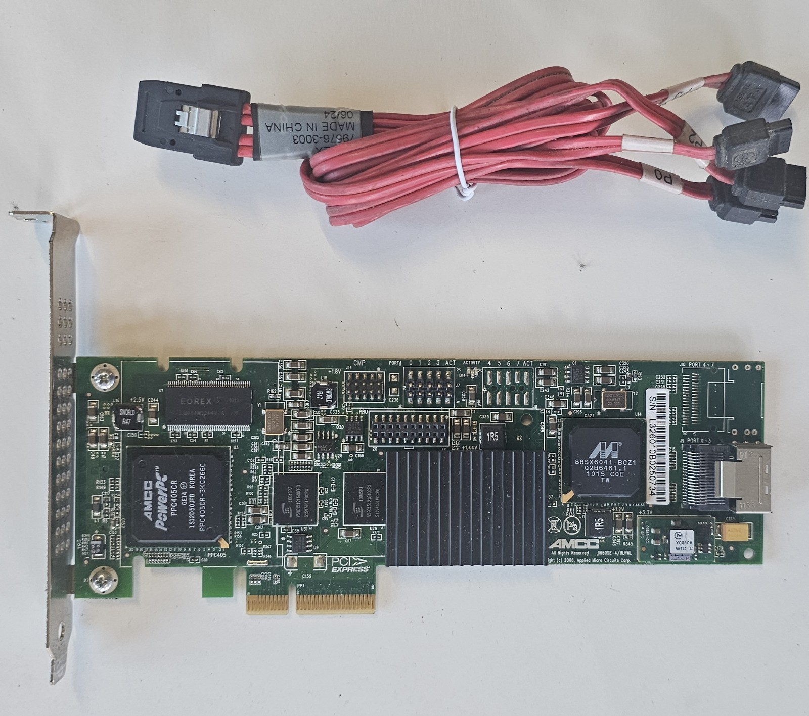 AMCC 3WARE 9650SE PCIe SATA RAID Controller w/4-drive Cable VG+