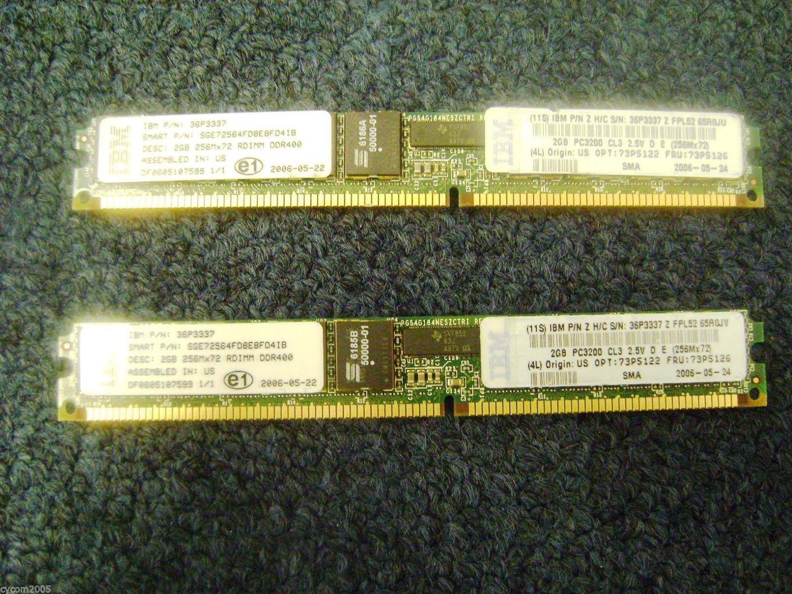 IBM 36P3337 PC3200R 4GB (2x 2GB) CL3 RDIMM  Memory 73P5126 (Server Ram)