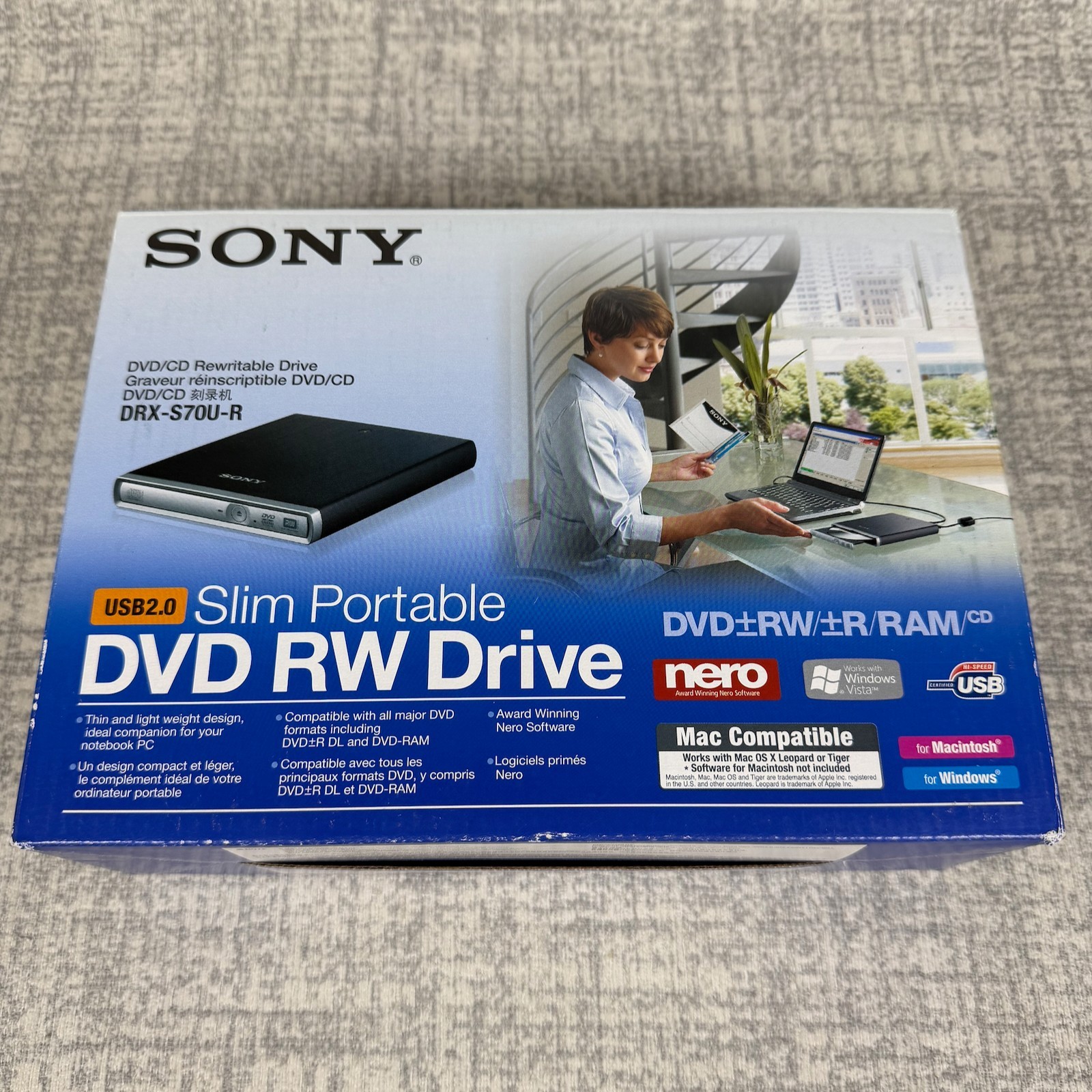 Sony DRX-S70U-R External Rewriteable DVD/CD Drive Black Slim Portable - New