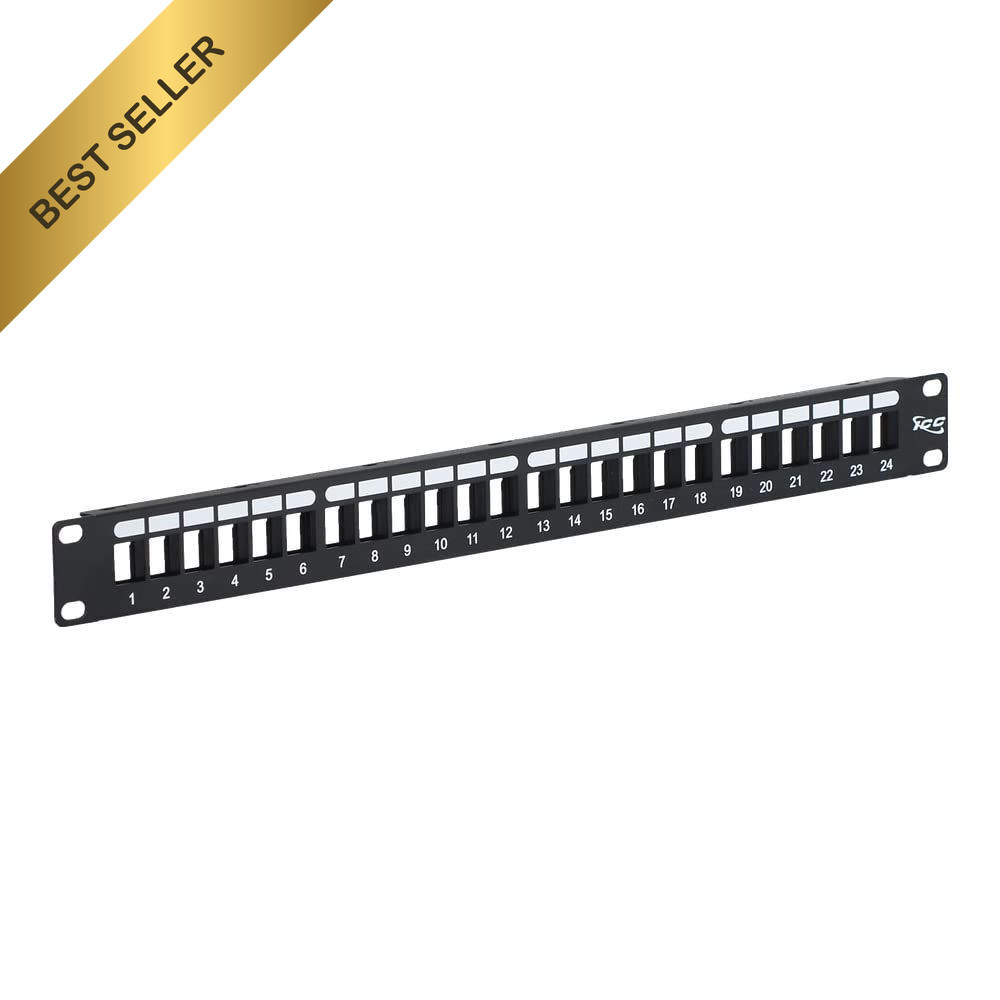 ICC 24 Port Blank Keystone 1U Patch Panel for 19-Inch Metal Rackmount Housing