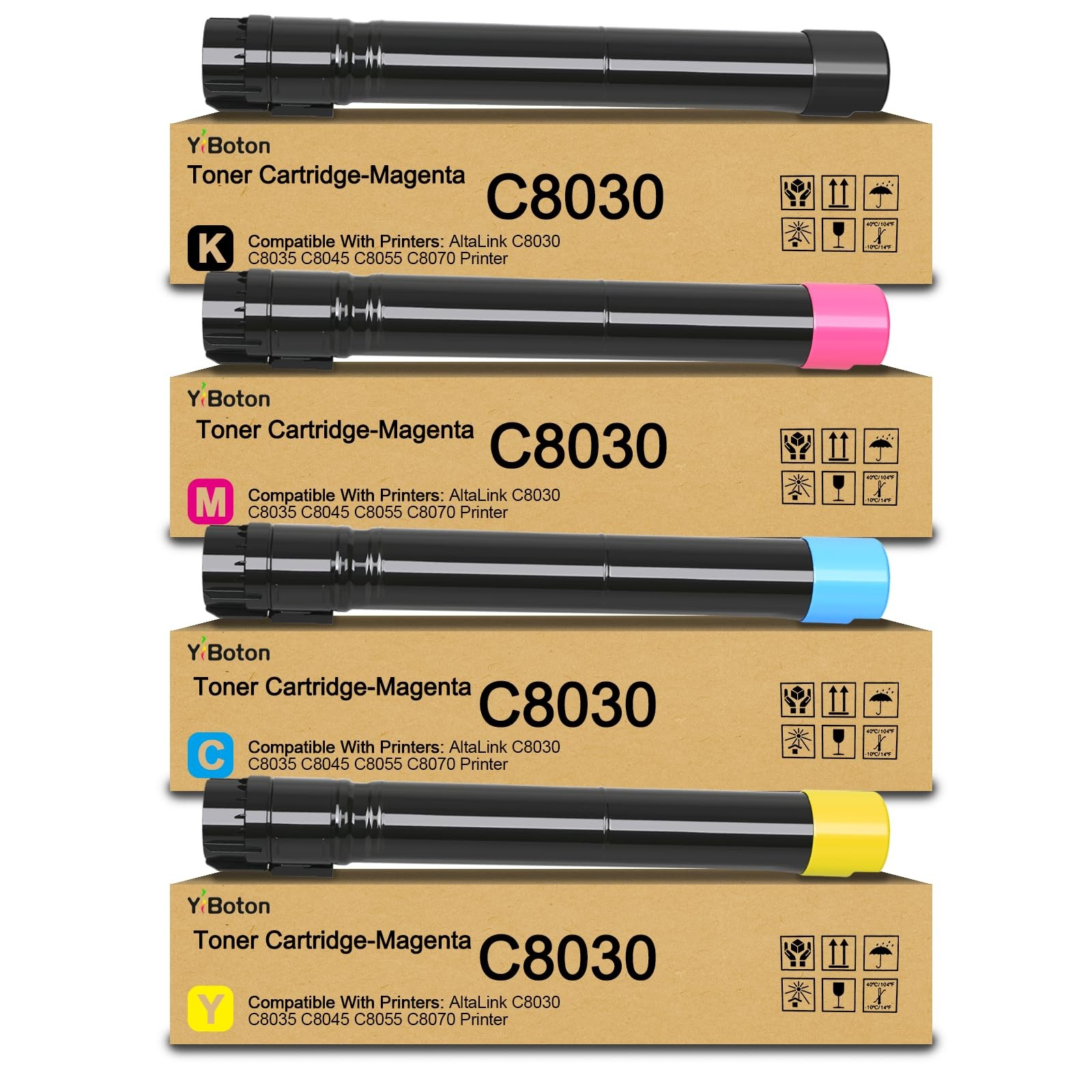 YiBoton High Yield Toner Cartridge Replacement for Medium, YBT-C8030 BCMY