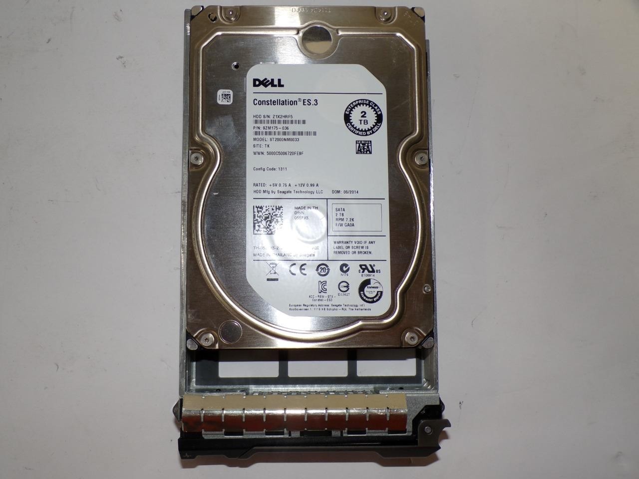 Dell Constellation ES.3 ST2000NM0033 2TB SATA RPM 7.2K 3.5" 055FX5 Hard Drive
