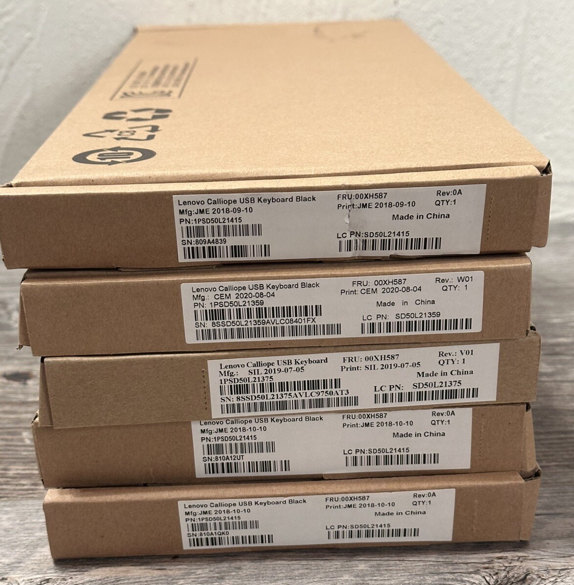 5x Lenovo Calliope Wired USB PC Computer Keyboard Black EKB-536A Lot New In Box