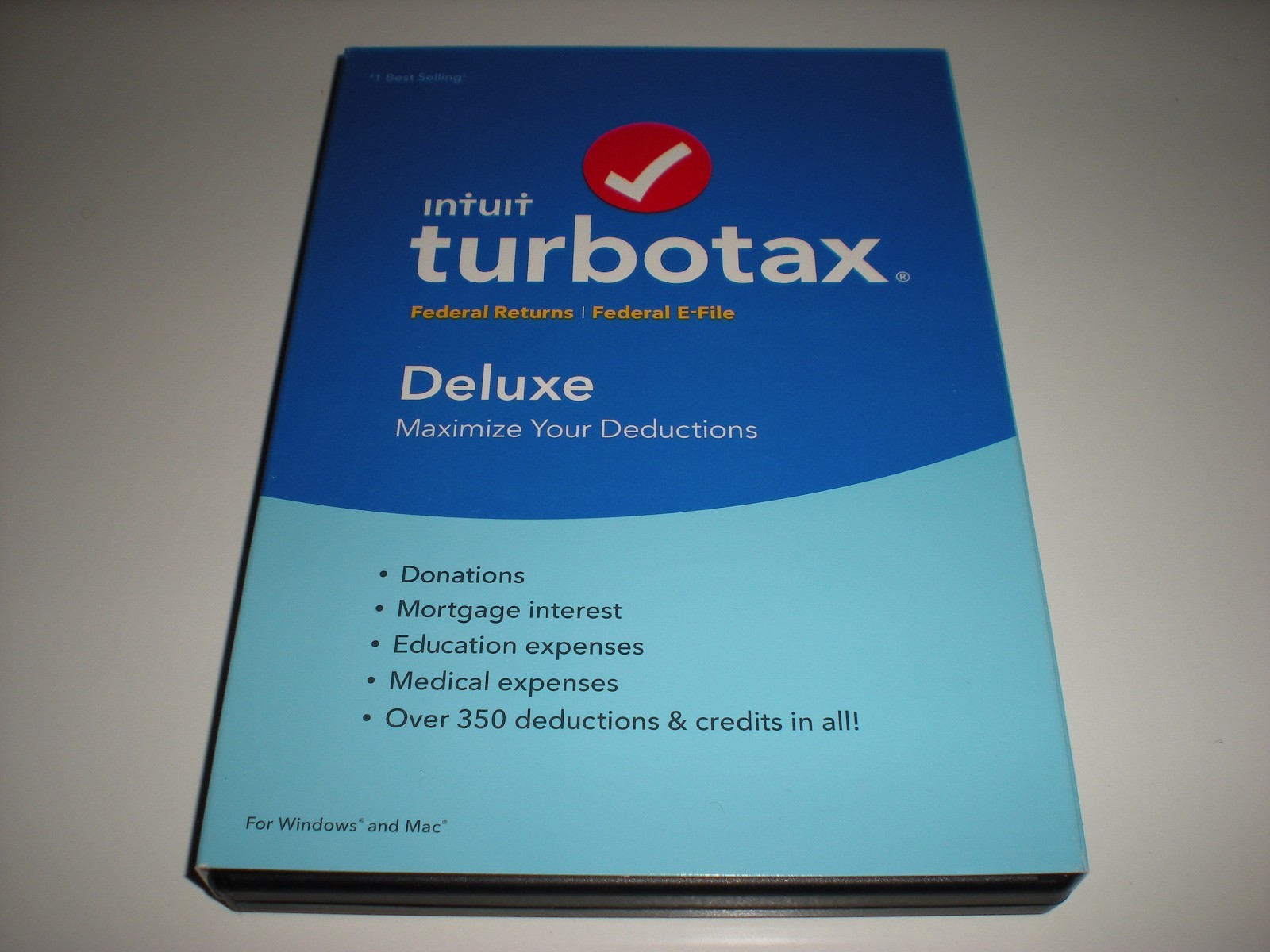 Turbotax 2016 Deluxe. Federal only + Federal E-file. No state. New sealed box.