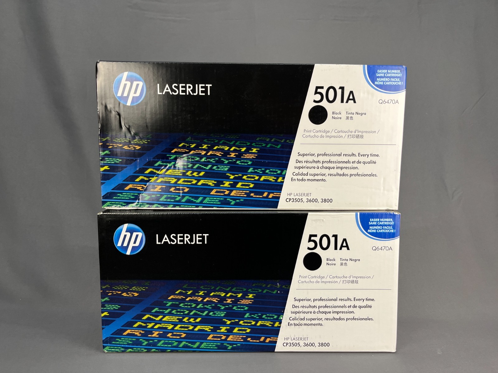 2 GENUINE SEALED HP 501A Black LaserJet Pro Printer Toner - Q6470A