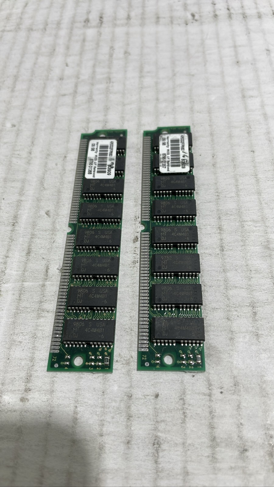 Micron 8MB 2x4MB 72-Pin SIMM FPM 60ns 4MX32 RAM MT4C4M4B1 Lot Of 2
