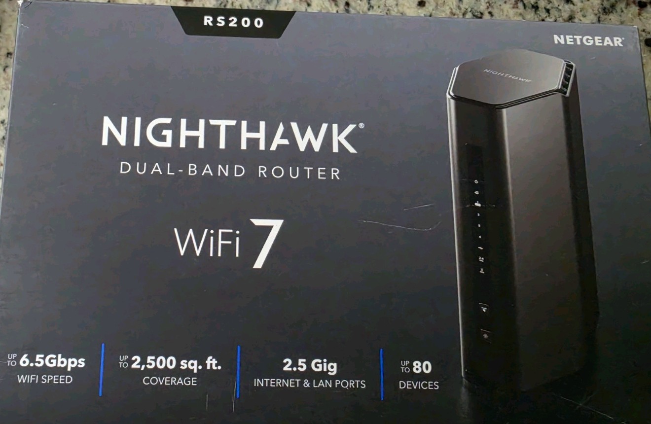 Nighthawk Dual-Band Wifi 7 Router (RS200) Router Only– BE6500 Wireless Speed (Up