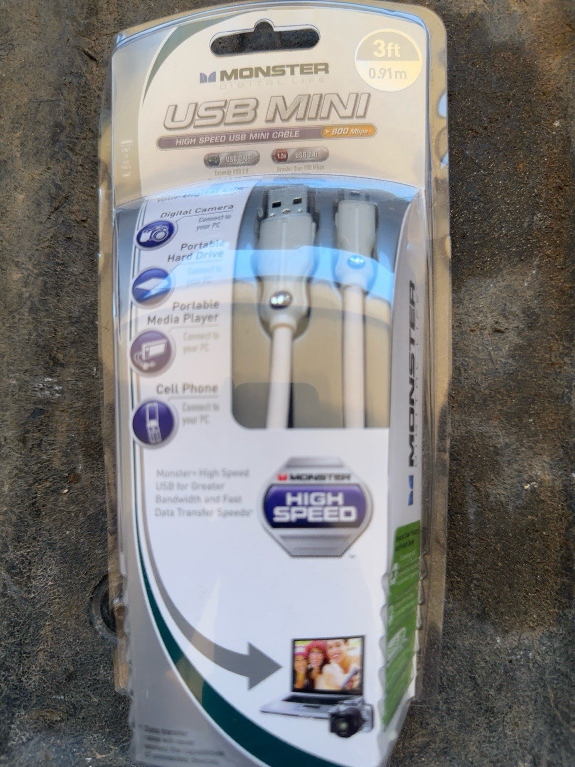 Lot of 4 Monster USB Mini High Speed 3FT Cable New Sealed 800 Mbps
