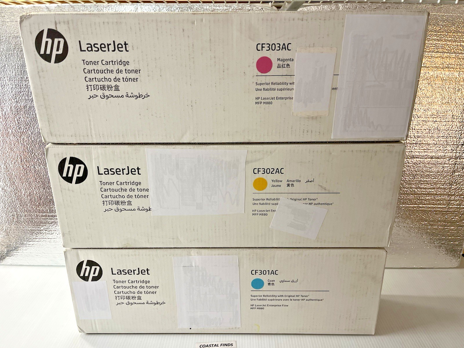 HP 827A Toner CMY Color Set (3) CF301AC CF302AC CF303AC OEM NEW Sealed MFP M880