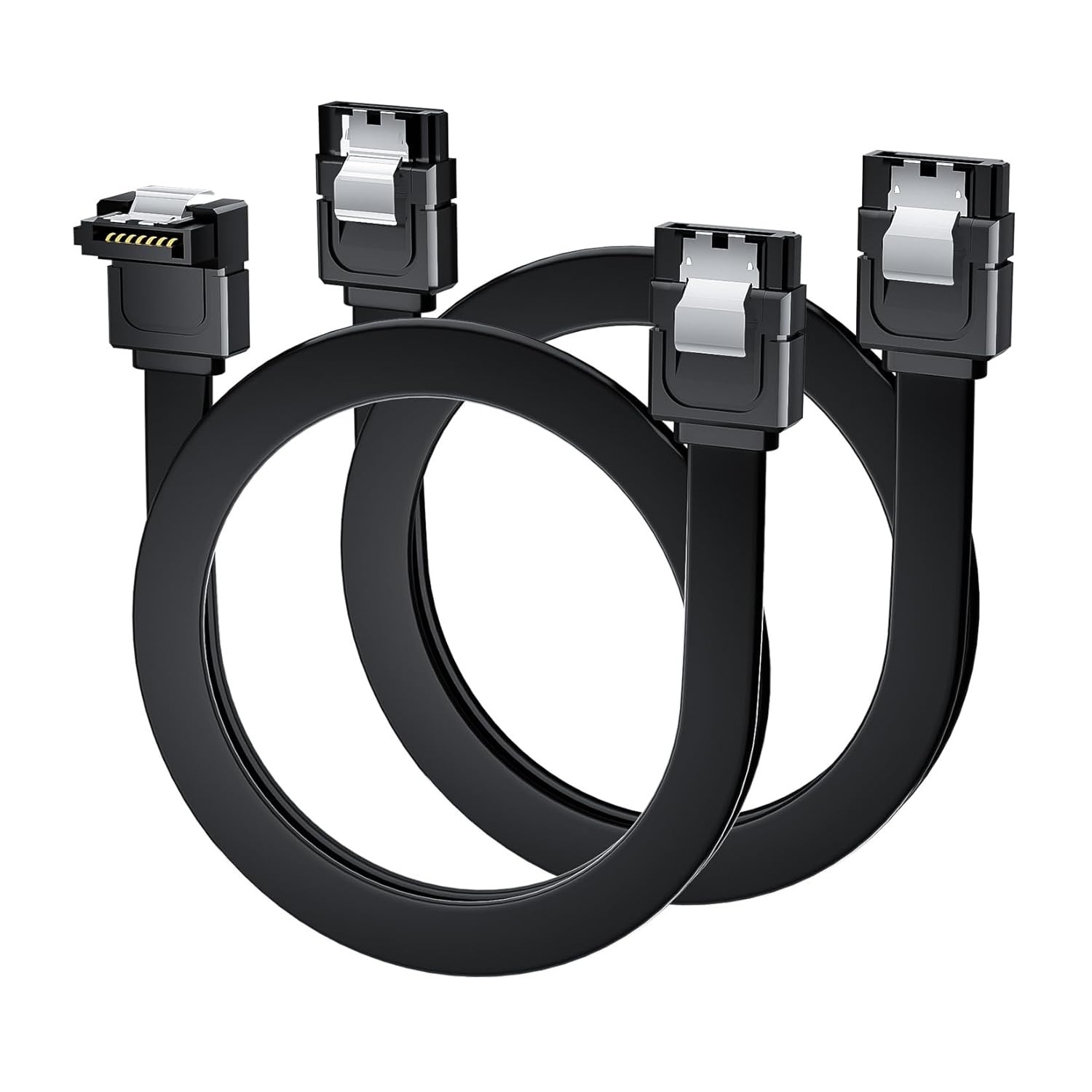 SATA III Cable 2 Pack 1 Straight 1 Right Angle 3ft High Speed Cables for PC