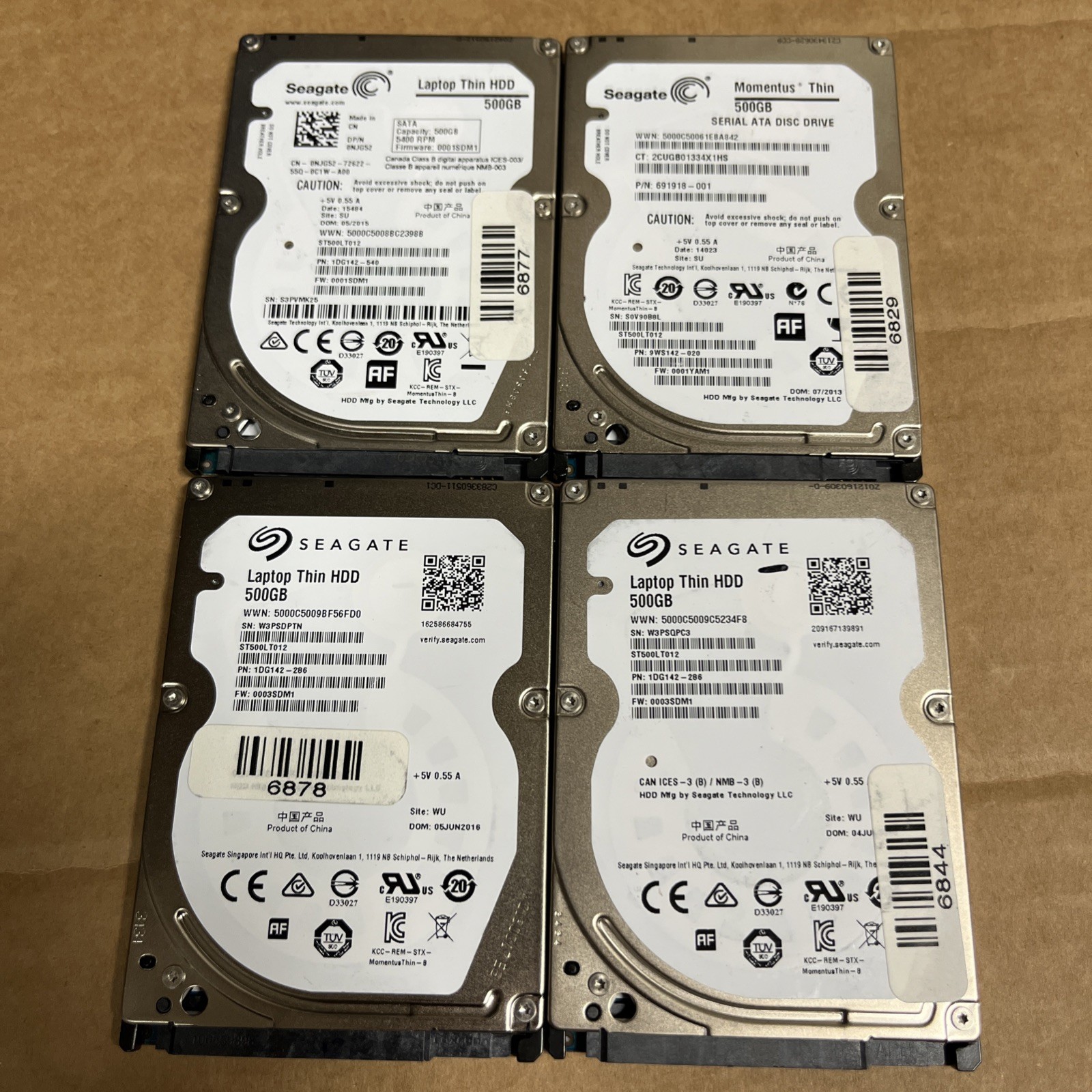 LOT of (4) Seagate Momentus Thin ST500LT012 500GB 2.5" SATA HDD 5400RPM