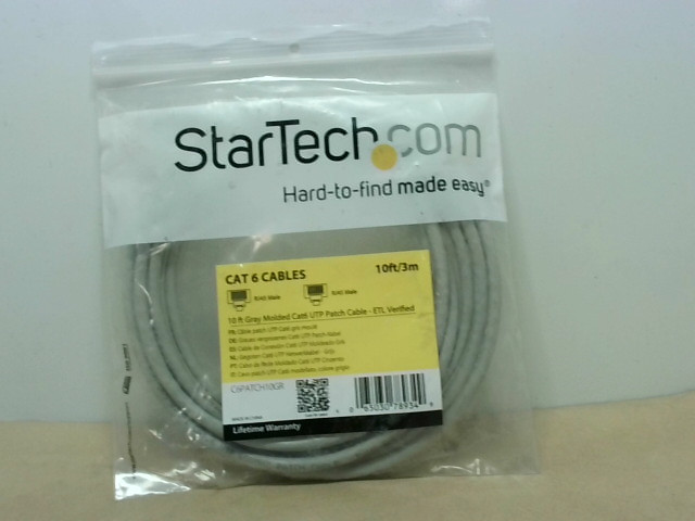 Startech C6PATCH10GR 10ft. Gray Molded CatUTP Patch Cable-ETL V-New In Box