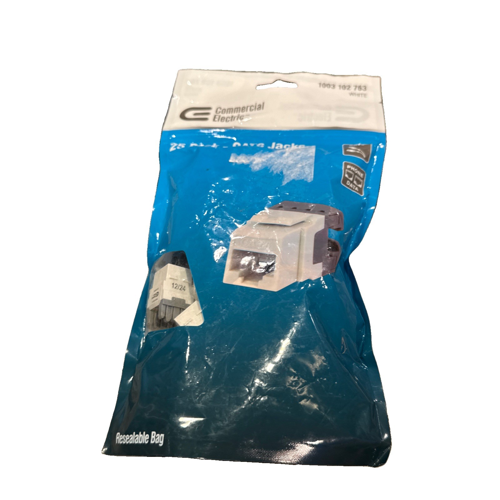 Commercial Electric 25 Pack CAT6 Jacks  for Phone/Data  White 5016-25-WH-VN NEW