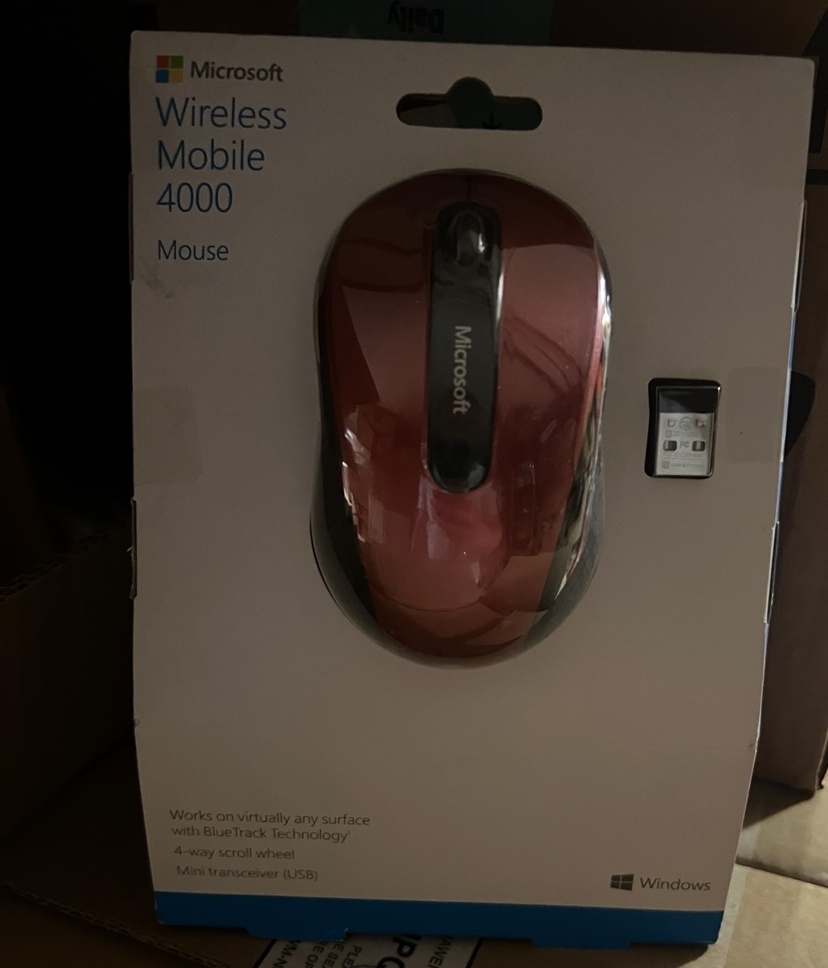 Microsoft D5D-00038 Wireless Mobile Mouse 4000; Ruby Pink Red Top with Black Sid