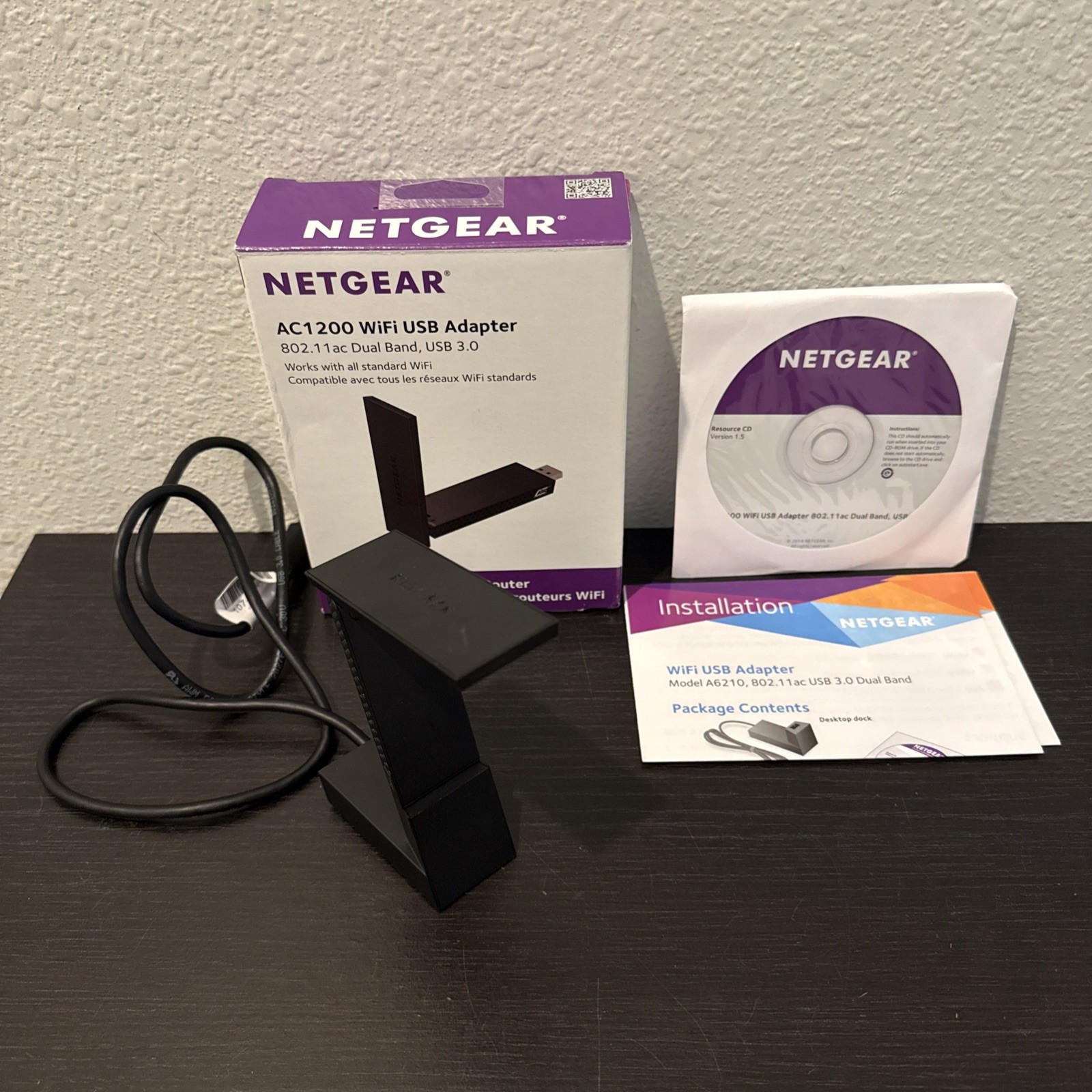 Netgear A6210-100PAS AC1200 Wifi USB 2.0 Dual Band Adapter Open Box